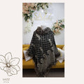 Black Lattice & Paisley Embroidered Poncho with Silver Trim