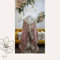 Blush Pink Plaid Cape with Faux Fur Trim