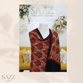 Bold Red & Black Heavy Embroidery Statement Shawl