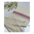 Classic Off-White Cashmere Scarf with Magenta Stripe Detail