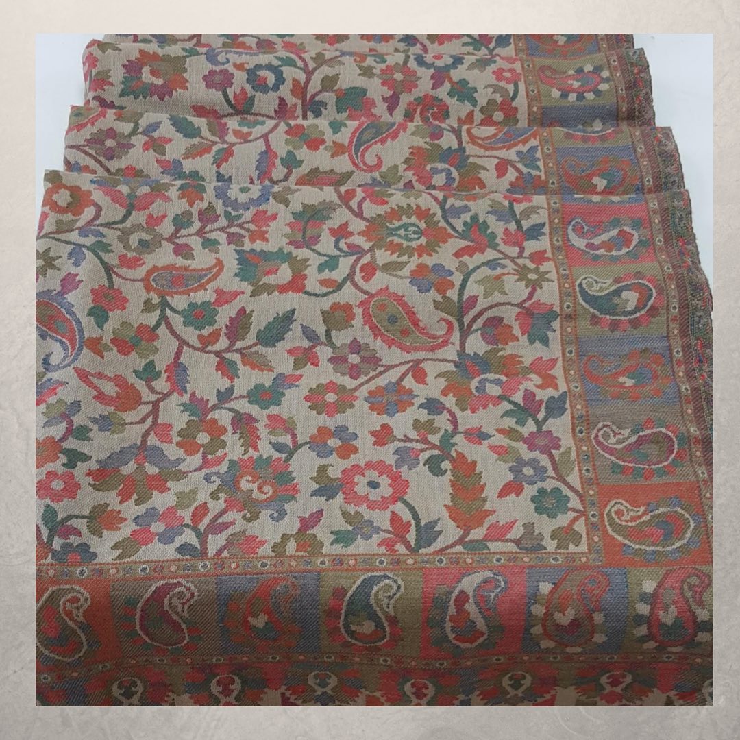 Heritage Kalamkari Print Shawl with Intricate Paisley Border