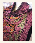 Royal Black & Magenta Aari Work Embroidered Luxury Shawl