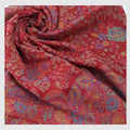 Crimson Red Jacquard Shawl with Rich Persian Floral Motifs