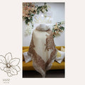 Cream & Camel Paisley Pashmina Style Poncho with Fur Collar