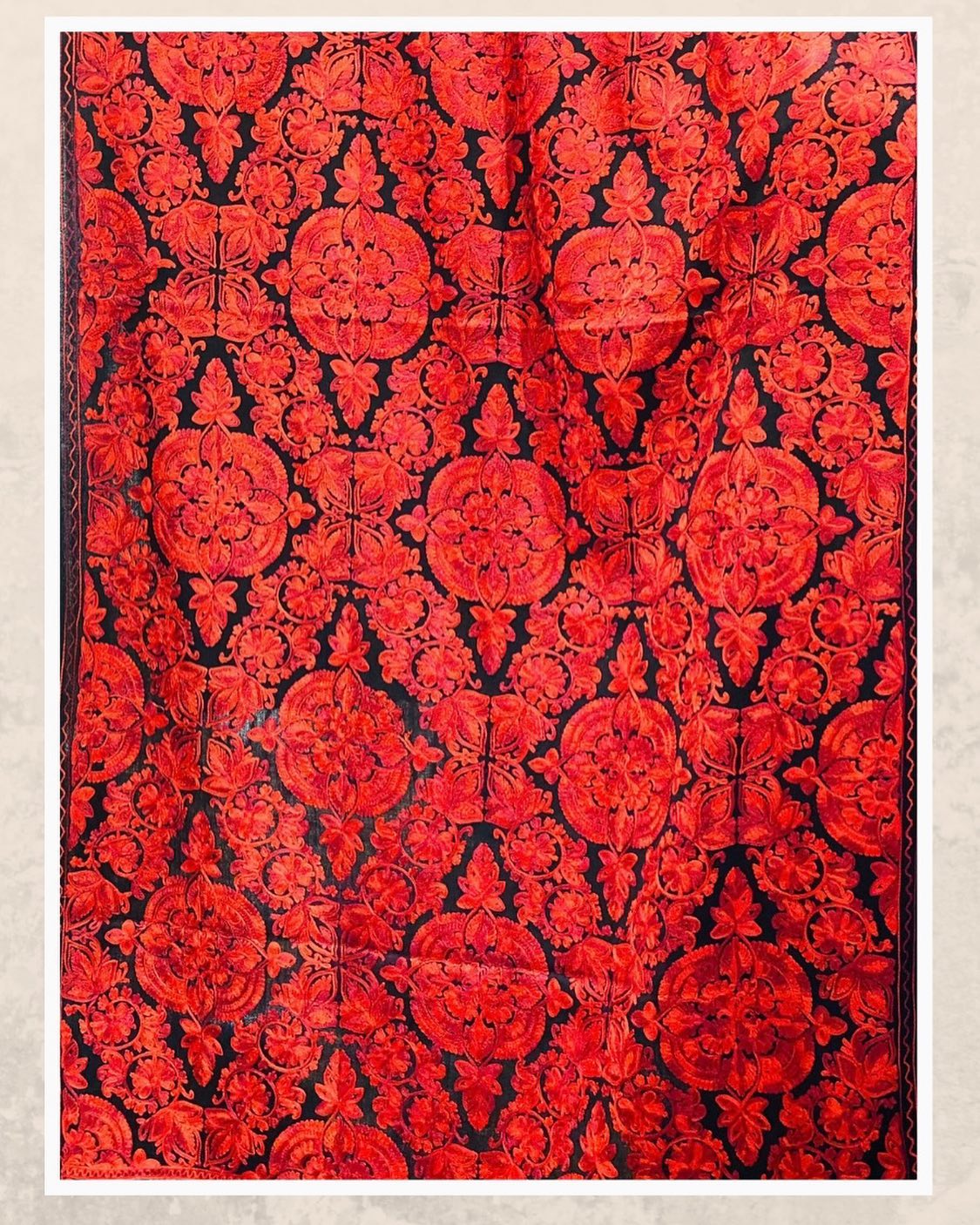Crimson Red Intricate Embroidered Jamawar Shawl