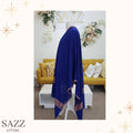 Elegant Royal Blue Evening Wrap with Traditional Kashmiri Border