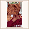 Maroon Velvet-Touch Shawl with Full Jaal Antique Gold Embroidery