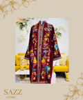 Deep Maroon Multi-Color Floral Aarey Work Long Tunic