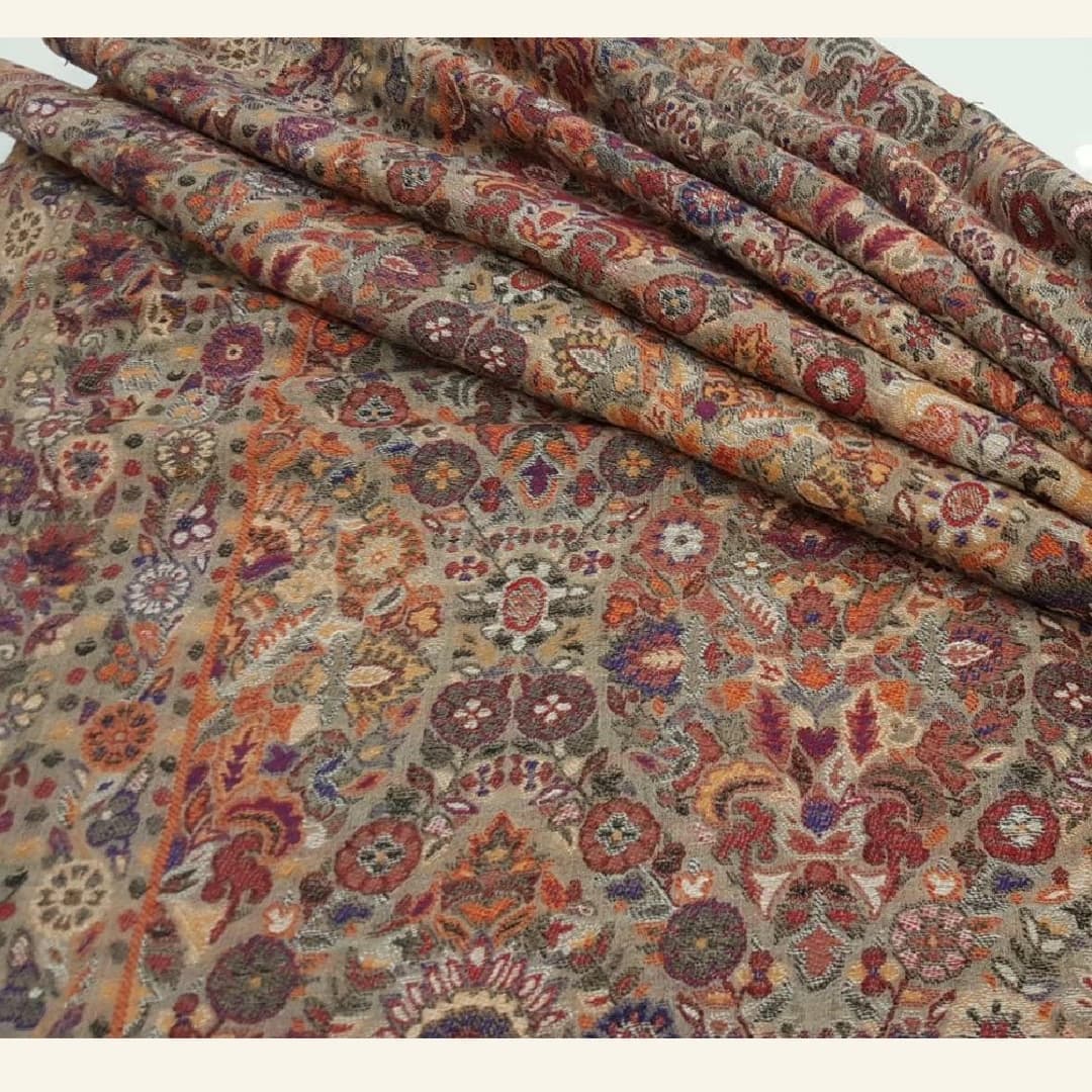 Classic Multi-Color Jamawar Woolen Shawl with Intricate Floral Weave