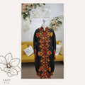 Midnight Black Autumn Floral Hand-Embroidered Long Coat