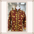 Aari Embroidery Jacket - Wine Red & Gold