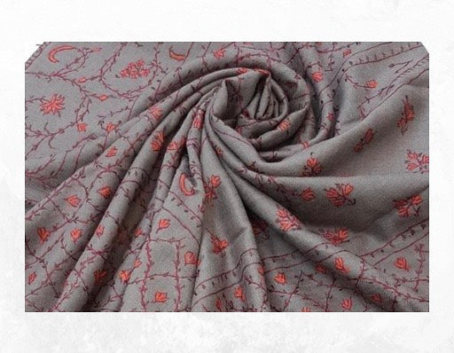 Slate Grey Minimalist Vine & Leaf Ari Work Shawl