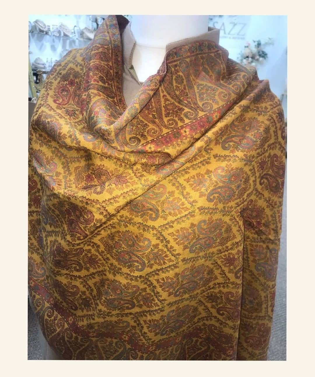 Golden Honey Kashmiri Jamawar Full-Body Intricate Wrap