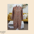 Rust Orange Heritage Paisley Pattern Open-Front Pheran