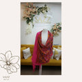 Hot Pink Pashmina Shawl with Rich Multicolored Floral Embroidery