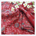 Crimson Red Jaal Embroidery Shawl - All-Over Floral Pattern