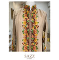 Sand Beige Delicate Floral Border Embroidered Kurta