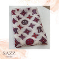 Designer Inspired Monogram Motif White & Purple Wool Scarf