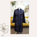 Navy Sapphire Traditional Paisley Embroidered Woolen Phiran