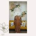 Full-Length Rust Orange Jamawar Long Coat - Traditional Ethnic Wear