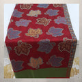 Deep Red Chinar Leaf Jacquard Wool Shawl with Green Contrast Border