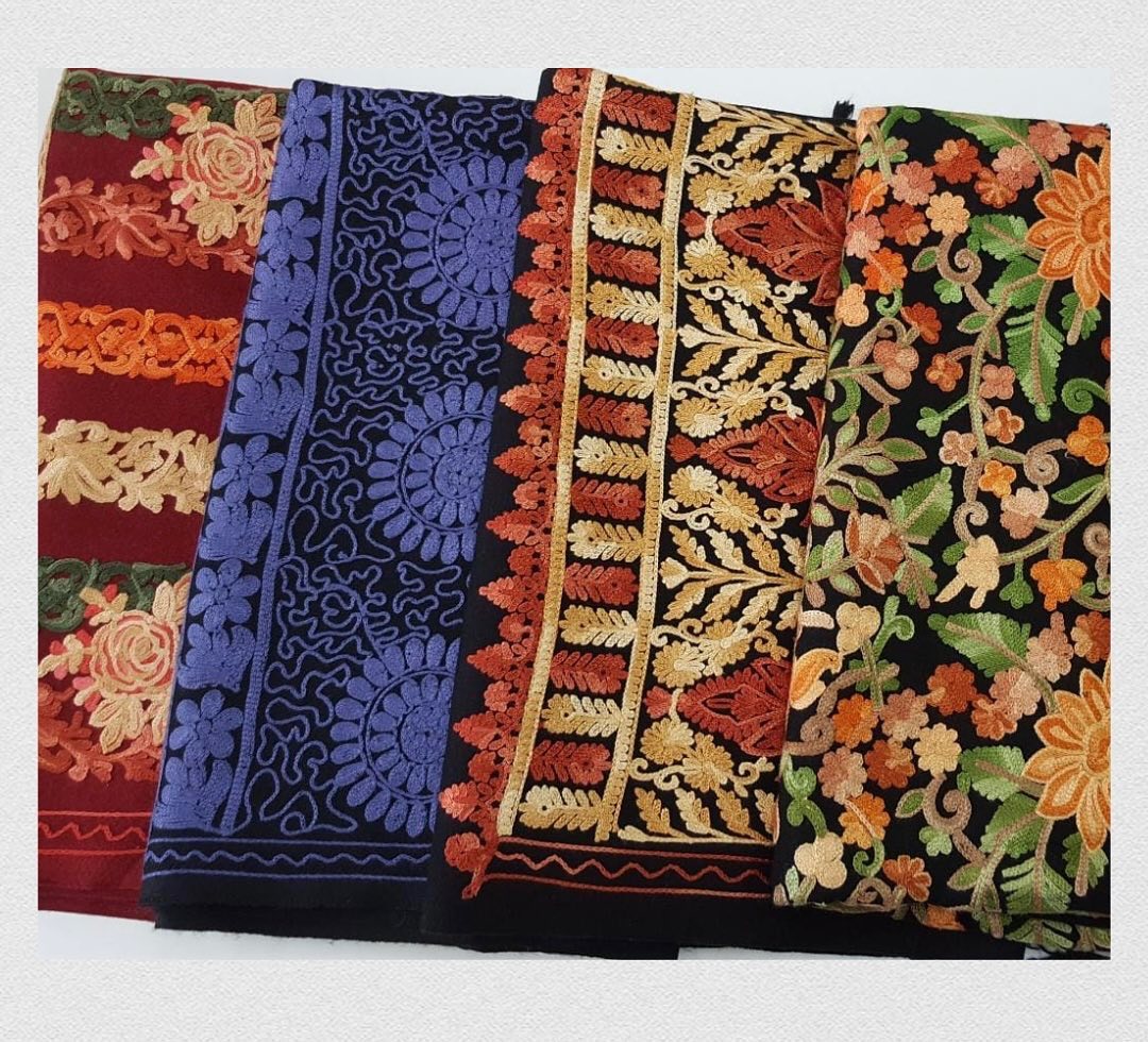 Luxury Hand-Embroidered Woolen Shawl Collection – Aari Work