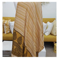 Classic Mustard & Cream Striped Shawl with Traditional Tree of Life Border