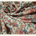 Vintage Floral Garden Embroidered Woolen Shawl - Cream Multi
