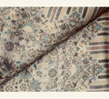 Muted Blue & Beige Medallion Jacquard Shawl – Reversible Pattern