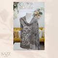 Silver Grey Heritage Shawl with Elephant & Animal Motif Print