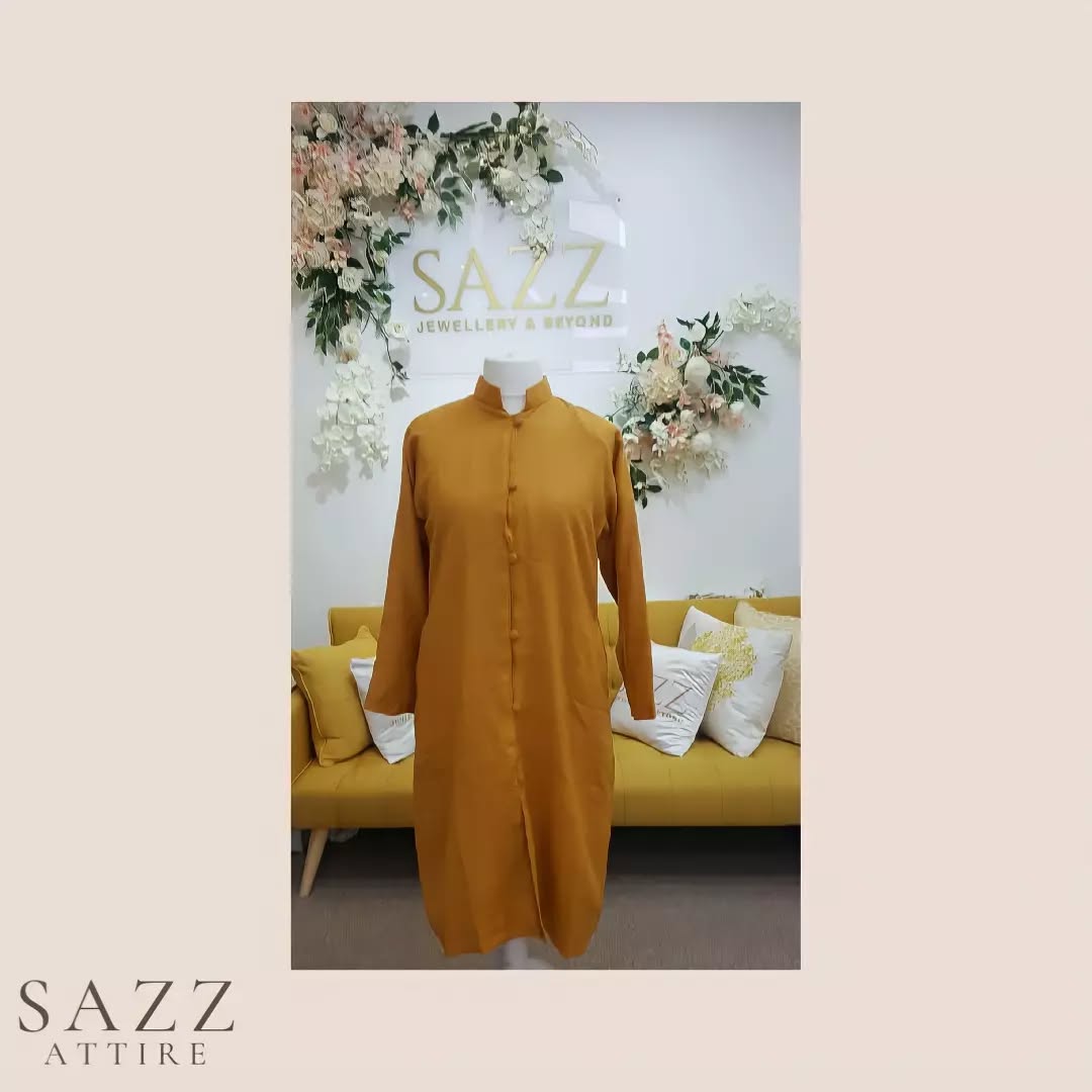 Mustard Yellow Minimalist Long Woolen Kurta Jacket with Mandarin Collar