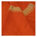 Vibrant Rust Orange Shawl with Fine Golden Border Embroidery