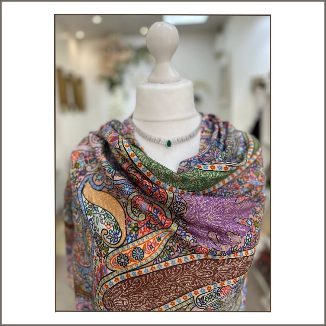 Multicolor Full-Body Kani Pashmina Shawl with Traditional Paisley Design