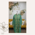 Sage Green Aari Work Long Jacket - Golden Paisley Embroidery