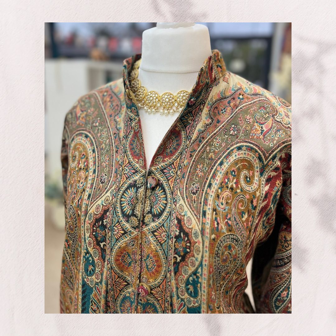 Luxury Multi-Color Paisley Kashmiri Tunic - Detailed Front Panel