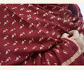 Elegant Burgundy Shawl with Metallic Gold Thread Embroidery