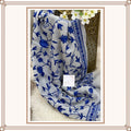 Dove Grey Shawl with Bold Royal Blue Floral Threadwork