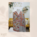 Dove Grey Shawl with Vibrant Floral Aari Embroidery
