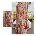 Ivory & Terracotta Arabesque Print Scarf – Lightweight Bordered Wrap
