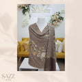 Taupe Brown Papier-Mâché Style Full Jaal Embroidered Shawl