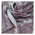 Silver Grey & Burgundy Vintage Paisley Jacquard Shawl