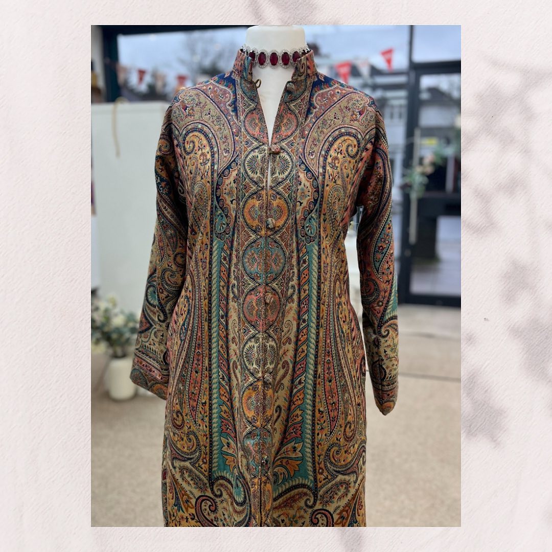 Teal & Ochre Jamawar Embroidered Long Jacket - Bohemian Style