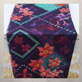 Geometric Floral Fusion Silk-Wool Blend Shawl in Deep Purple