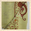 Pastel Lime Chiffon Saree with Traditional Paisley Needlework