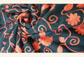 Midnight Black & Burnt Orange Floral Embroidery Kashmiri Wool Stole