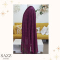 Deep Plum Jacquard Weave Shawl with Traditional Border Detail