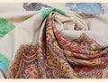 Cream Pashmina Stole with Oversized Multi-Color Medallion Embroidery