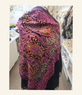 Heritage Sozni Hand-Embroidered Bridal Shawl - Deep Plum & Gold
