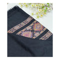 Midnight Black Shawl with Tribal Geometric Border