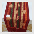 Deep Crimson Maroon Shawl with Vertical Gold Lace Embroidery